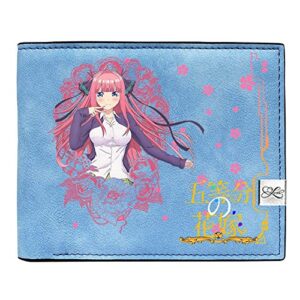 nakano nino wallet anime the quintessential quintuplets wallet nakano ichika cosplay pu multicolored short purse for women men (blue04)
