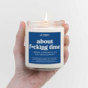 CE Craft About F*cking Time Candle - Scented Soy Wax Candle - Gift for Engagement, Bride - Gift for Newly Engaged Couple - Engagement Gift for Best Friend - Funny Engagement Gift (Sugar Cookie)