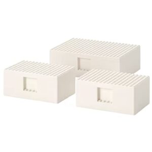 i-k-e-a bygglek lego® storage box with lid set of 3 white pastic