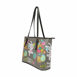 InterestPrint Happy Easter Greeting Card Travel Handbag, Overnight Carry-On Tote Bag, weekend Bag