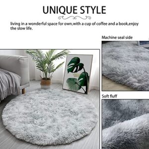 GumoHK 4x4 Soft Grey Round Rug for Bedroom Modern Fluffy Circle Carpet for Kids Girls Baby Room Indoor Shaggy Plush Circular Nursery Rugs Cute Cozy Area Rugs for Living Room