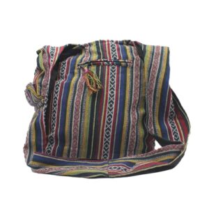 fwosi travel crossbody bag – unisex hippie boho school tote for men & women – lightweight, cotton, side shoulder bags – 3 compartments, zipper closure, adjustable strap – handmade in nepal