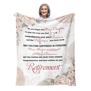 retirement gifts for women blanket 60″×50″, retirement blanket for women, happy retirement gifts for nurses teachers mom wife female, retired gifts for coworkers boss, retirement throw blankets