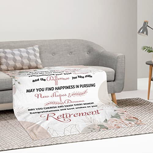 Retirement Gifts for Women Blanket 60"×50", Retirement blanket for Women, Happy Retirement Gifts for Nurses Teachers Mom Wife Female, Retired Gifts for Coworkers Boss, Retirement Throw Blankets