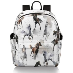 tropicallife horses white and dark brown small backpack for women girls, mini backpack travel casual backpack purse satchel daypack
