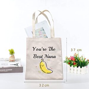 G2TUP Nana Banana Tote Bag Grandma Thank You Gift You’re The Best Nana Granny Tote Handbag (Nana Banana Tote Bag)