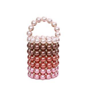 abvokury yushiny women beaded pearl evening bucket handmade bags with dustbag for wedding party