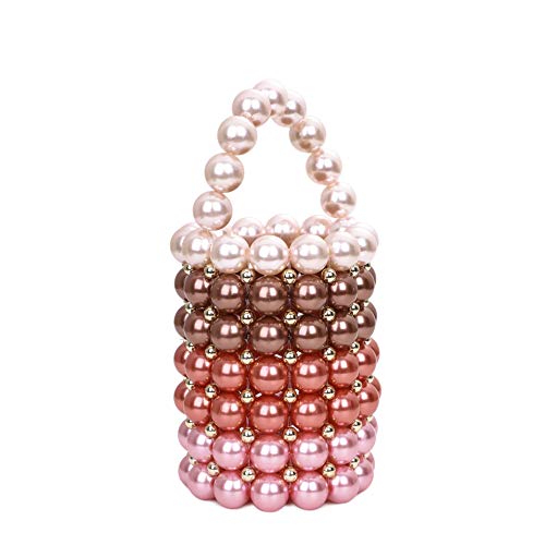 Abvokury YUSHINY Women Beaded Pearl Evening Bucket Handmade Bags with DustBag for Wedding Party