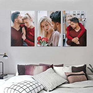 3 panel hanging wall art set, custom canvas prints with your photos, personalized art, print pictures photos on canvas, gifts for family, wedding, friends, home decoration, 3pcs 8inch w x12inch h