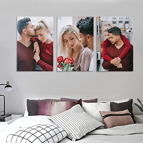 3 Panel Hanging Wall Art Set, Custom Canvas Prints with Your Photos, Personalized Art, Print Pictures Photos on Canvas, Gifts for Family, Wedding, Friends, Home Decoration, 3PCS 8inch W x12inch H