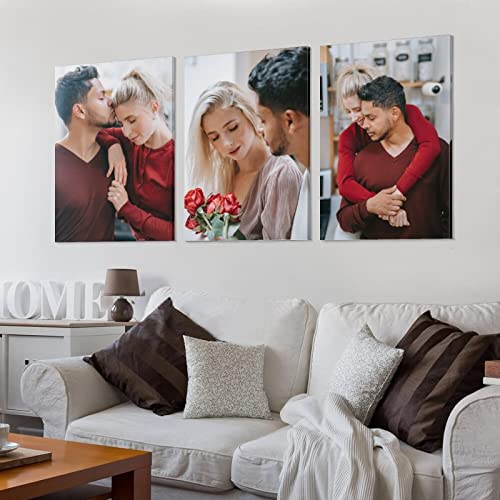 3 Panel Hanging Wall Art Set, Custom Canvas Prints with Your Photos, Personalized Art, Print Pictures Photos on Canvas, Gifts for Family, Wedding, Friends, Home Decoration, 3PCS 8inch W x12inch H