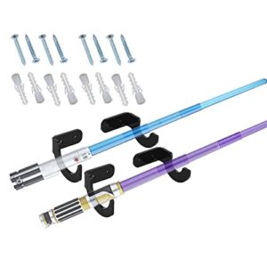 mannifen 2 pair lightsaber rack,lightsaber stand,wall-mounted lightsaber rack,acrylic light saber display holder black