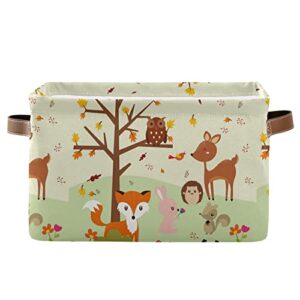 large storage basket forest fox with owls foldable storage box organizer bins with handles for bedroom home office