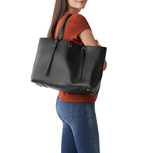 Fossil Women's Kier Vegan Cactus Leather Tote Bag Purse Handbag, Black (Model: ZB1615001) Kier Tab Clutch, Black