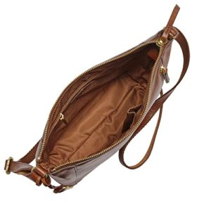 Fossil Women's Tara Leather Crossbody Purse Handbag, Brown + Fossil Women's Tara Leather Zip Around Clutch Wallet, Brandy