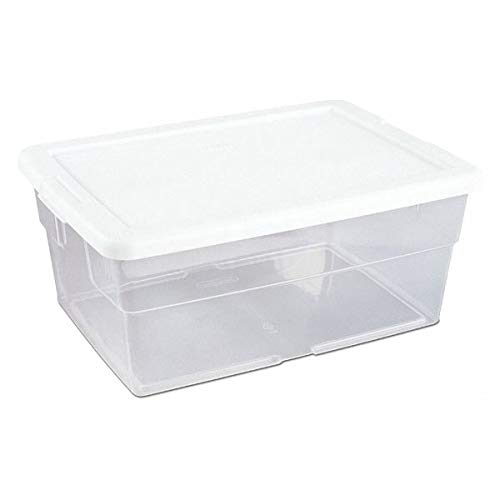 MDMprint Clear/White Storage Tote 16 3/4 in x 11 7/8 in x 7 in H, 1 PK