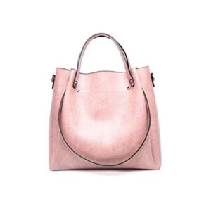 wpyyi big capacity fashion women handbags soft leather lady tote purse work shoulder bag (color : pink)