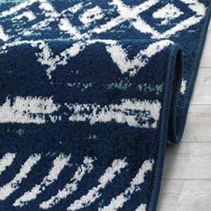 Antep Rugs Bohemian 5x7 Geometric Indoor Area Rug Phoenix, 5'3" x 7', Navy Blue