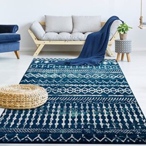 Antep Rugs Bohemian 5x7 Geometric Indoor Area Rug Phoenix, 5'3" x 7', Navy Blue