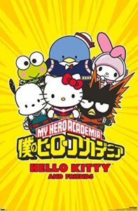 trends international my hero academia x hello kitty and friends – group wall poster, 22.375″ x 34″, unframed version