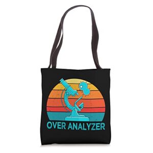 over analyzer microscopic level microbiology researcher tote bag