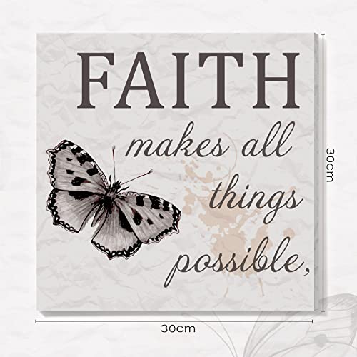 4 Pcs Inspirational Quotes Butterfly Wall Art Faith Love Dreams Believe Canvas Wall Decor Grey Butterfly Canvas Bathroom Decor Motivational Wall Pictures for Living Room Decor Bedroom, 12 x 12 Inches