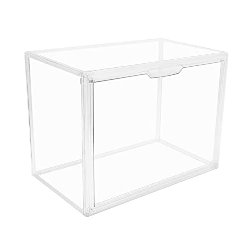 Clear Stackable Plastic Storage Bins with Magnetic Attraction Lid, Dustproof Book & Cosmetic Display Cases, Large Figures Collectibles Showcase, Shoe Box, Protection Organizer for Purse, Handbag, Hat