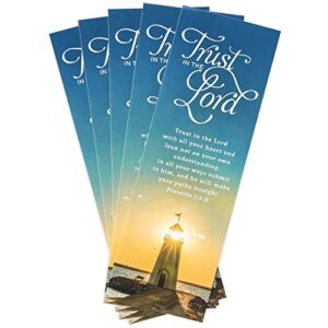 salt & light, proverbs 3:5-6 trust in the lord lighthouse bookmarks, 2 x 6 inches, 25 bookmarks