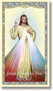 divine mercy holy card with divine mercy chaplet on the back – laminated
