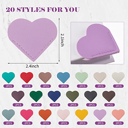 40 Pcs Leather Heart Bookmark Page Corner Bookmark Cute Book Marks Book Lovers Gifts Accessories Bookmark Clips for Reading Lover Kid Student Bookworm Present Home Office School, Heart Shape