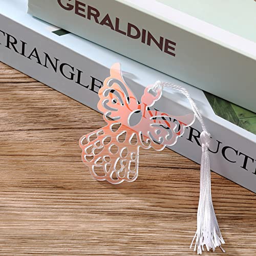 50 Pack Acrylic Angel Bookmark Favors with Elegant Tassel Memorial Bookmarks for Book Lovers Collection Christmas Angel Wedding Party Gift