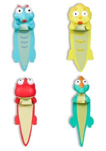 3d dinosaur bookmarks for kids students, wacky funny christmas cartoon squashed bookmarks novelty stationery birthday party bookmarks favors for teens boys girls friends（4pcs）
