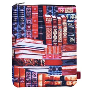 lparkin classic bookcase book sleeve cover, book protector with zipper for paperbacks, medium 11 x 8.5 inch,book pouch book lovers gift