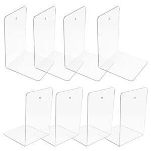 8 pcs clear book stoppers, acrylic book ends for book shelves, non-slip bookracks, book holder for school supplies library office, desktop organizer for bedroom decoration gift, 17.5×12×12 cm