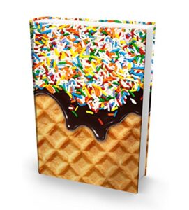 book sox stretchable book cover: jumbo sprinkles print. fits most hardcover textbooks up to 9 x 11. adhesive-free, nylon fabric school book protector. easy to put on. washable & reusable jacket.
