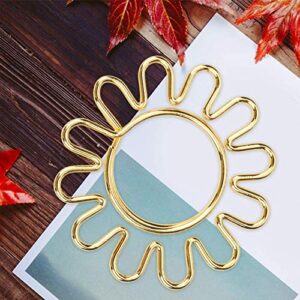 10pcs Sunflower Shape Paper Clips, Bookmark Marking Document Organizing Clip Stationery Supplies for Many Paper Sheets Metal Material