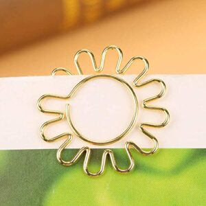 10pcs Sunflower Shape Paper Clips, Bookmark Marking Document Organizing Clip Stationery Supplies for Many Paper Sheets Metal Material