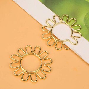 10pcs Sunflower Shape Paper Clips, Bookmark Marking Document Organizing Clip Stationery Supplies for Many Paper Sheets Metal Material