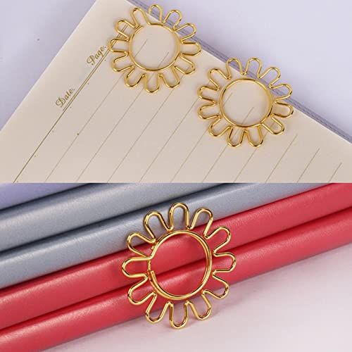 10pcs Sunflower Shape Paper Clips, Bookmark Marking Document Organizing Clip Stationery Supplies for Many Paper Sheets Metal Material