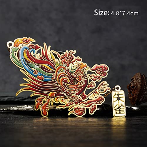 Bookmark Chinese Style Vermilion Bird Retro Hollow Out Book Clip with Pendant Pagination Mark Metal 1Piece