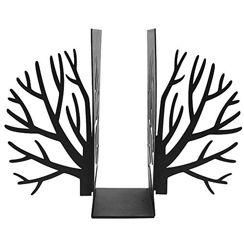 3D Paper-Cut Black Tree Bookends Metal Heavy Duty Book End for Kids Teachers Students Adults Study Gift School Library Desk Office Home Decoration Organize Books