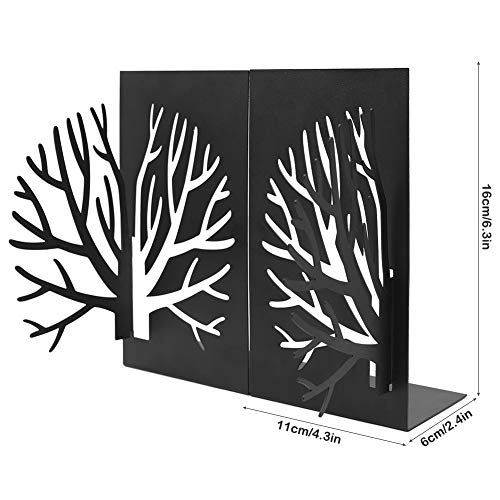 3D Paper-Cut Black Tree Bookends Metal Heavy Duty Book End for Kids Teachers Students Adults Study Gift School Library Desk Office Home Decoration Organize Books