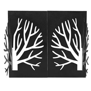 3D Paper-Cut Black Tree Bookends Metal Heavy Duty Book End for Kids Teachers Students Adults Study Gift School Library Desk Office Home Decoration Organize Books