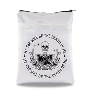g2tup my t-b-r book will be the death of me book sleeve book lover book covers bookish gift skeleton book zipper book protector to be read halloween gift (be the death of me bs)