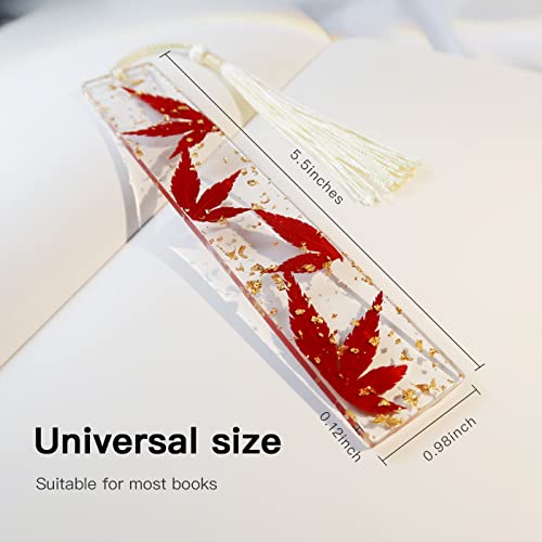 Dried Flower Bookmark, Maple Leaf Resin Bookmark for Women Men Transparent Bookmark Nature Bookmark Real Flower Bookmark Cute Bookmark for Teacher Students Kids Friend Gift for Book Lover