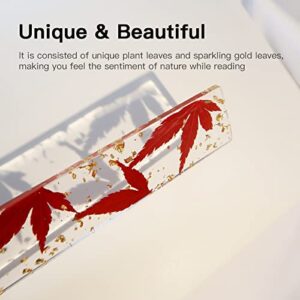 Dried Flower Bookmark, Maple Leaf Resin Bookmark for Women Men Transparent Bookmark Nature Bookmark Real Flower Bookmark Cute Bookmark for Teacher Students Kids Friend Gift for Book Lover