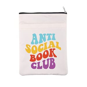 anti social book club book sleeve book lovers gift book readers book cover introvert book gift funny sarcastic gift bookish gift bibliophile gift (anti social bs)