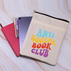 Anti Social Book Club Book Sleeve Book Lovers Gift Book Readers Book Cover Introvert Book Gift Funny Sarcastic Gift Bookish Gift Bibliophile Gift (Anti Social BS)