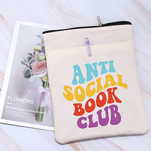 Anti Social Book Club Book Sleeve Book Lovers Gift Book Readers Book Cover Introvert Book Gift Funny Sarcastic Gift Bookish Gift Bibliophile Gift (Anti Social BS)