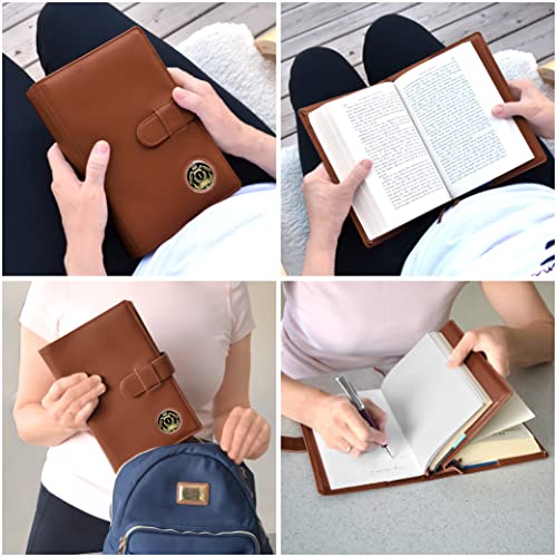 Genuine Leather Double AA Big Book Cover & 12 Steps & 12 Traditions | Medallion Holder | by Galileo | Perfect Gift | Alcoholics Anonymous (Genuine Leather, Hazelnut)